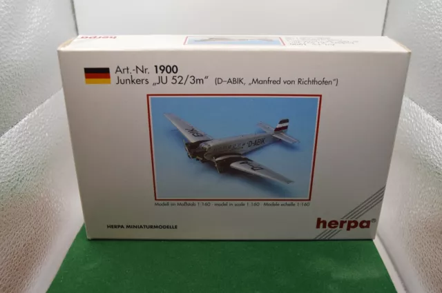 Herpa Junkers "JU52/3m" "Manfred von Richthofen" Reg.D-ABIK No.1900 1:160 in OVP