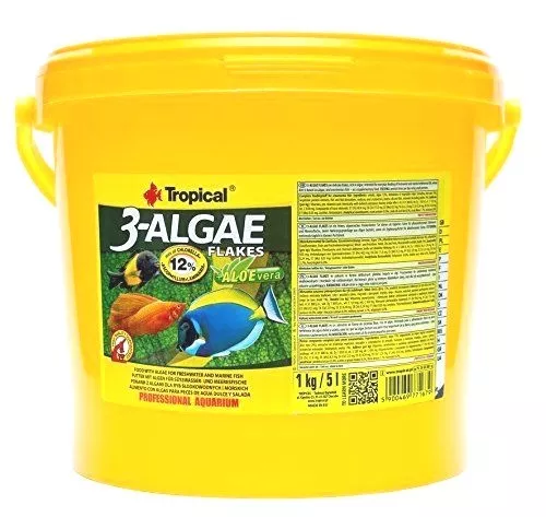 Tropical 3-Algae Flakes 5000ml pour Poisson Spiruline Eau Douce Marine Premium