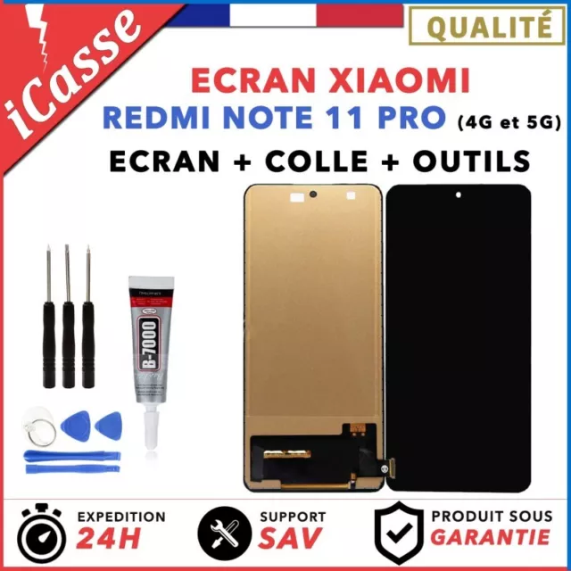 ECRAN pour Xiaomi Redmi Note 11 Pro 4G 5G 21091116I / 2201116SG OUTILS + COLLE