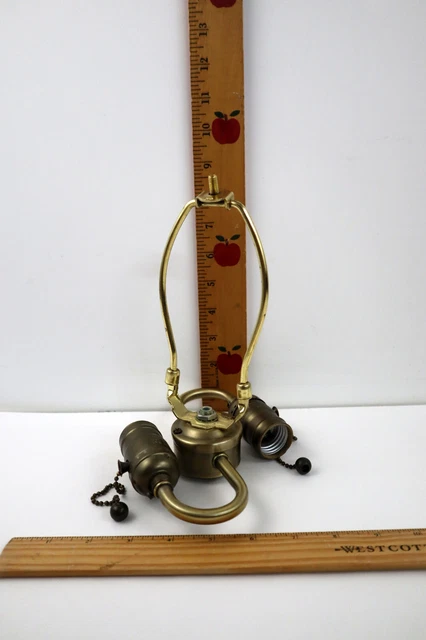Vintage Brass S Double Cluster Lamp Light Top Pull Chain Socket Parts