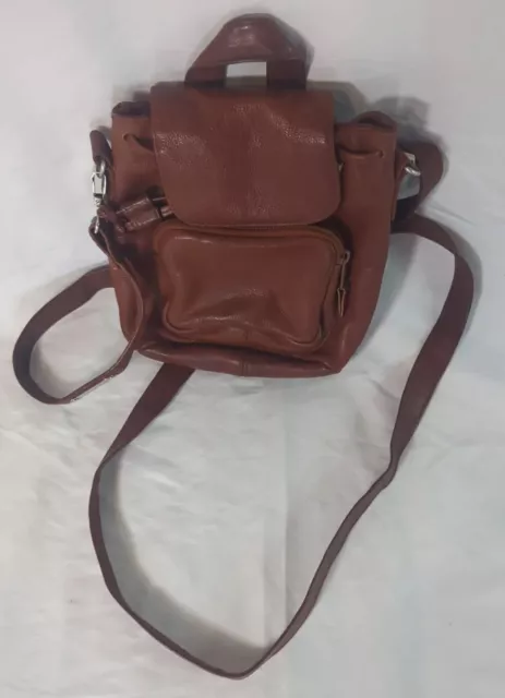 Kenneth Cole Cognac Brown Leather Purse Converts to Backpack Vintage Distressed