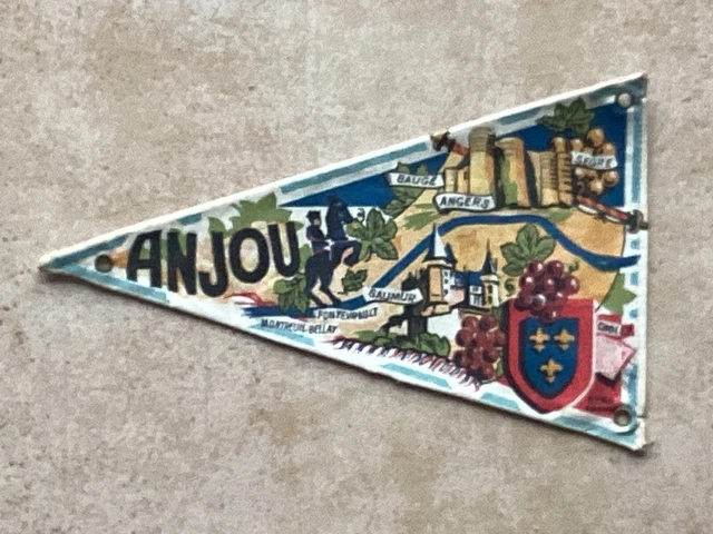 Ancien fanion drapeau touristique cyclotourisme caravane vélo vintage Anjou 2