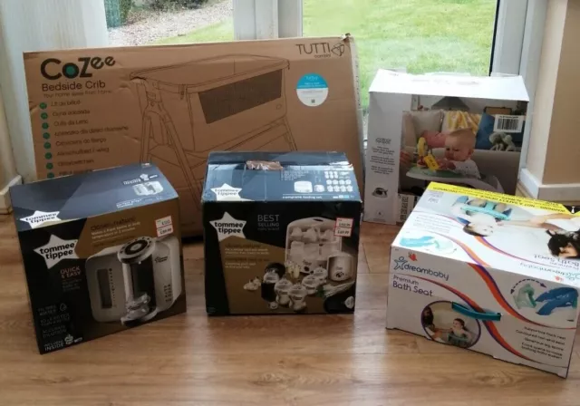 Baby bundle - Cozee crib, prep machine, steriliser, snug chair, jumperoo, + more