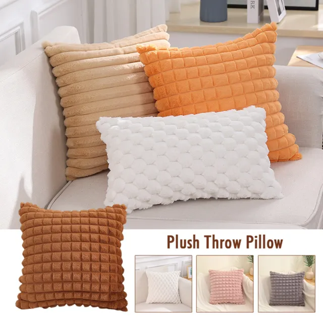 Rabbit Plush Stripe Checked Sofa Cushion Cover Home Decor Sofa Throw Pillow Case