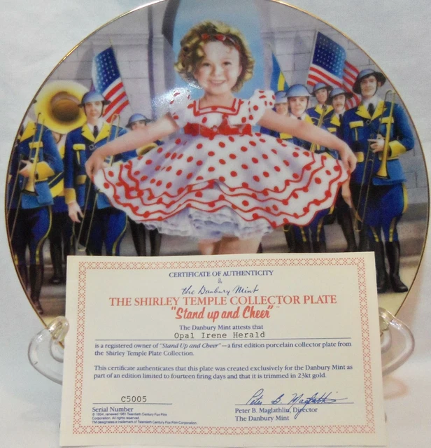 Shirley Temple Plate "Stand Up and Cheer" Danbury Mint Limited Edition w/COA