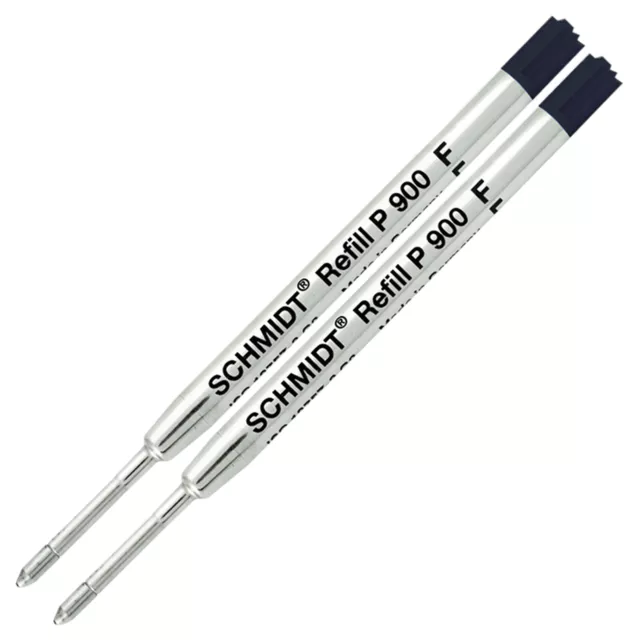 2 X - Schmidt P900 F Parker Style Ballpoint Pen Refill - Black, Fine Point 0.6mm