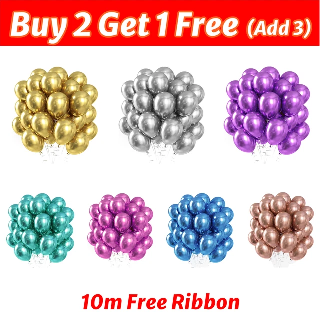 100 Chrome Metallic Balloons - Pearl Latex For Helium Or Air, Wedding & Birthday Parties