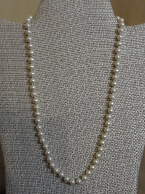 Necklace Faux Pearl Single Strand Gold Tone Clasp Signed Marvella Classic 19"