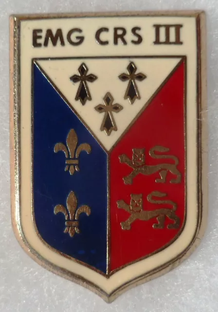 Insigne Badge POLICE Obsolète EMG CRS III ETAT MAJOR ORIGINAL DRAGO vintage