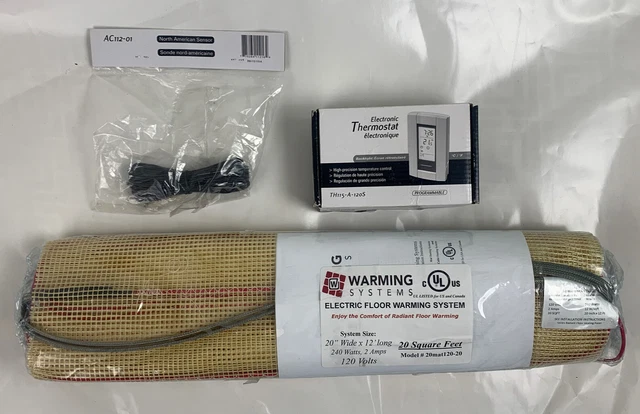 Warming Systems Electric Floor Heat 20sq Ft Electric Aube 7 day Thermostat 120V