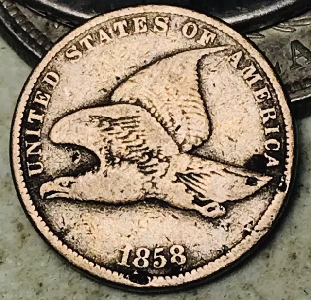 1858 Flying Eagle Cent One Penny 1C Small Letters Civil War Era US Coin CC18152