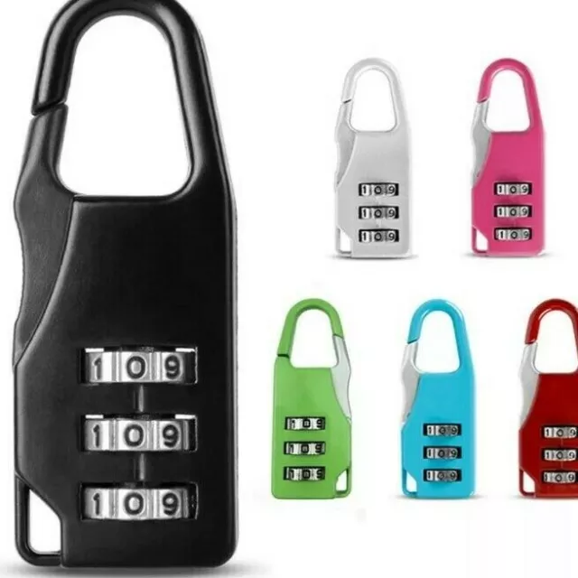 1x Lock 3-Dial Combination Padlock Case Luggage Travel Suitcase Resettable Locks