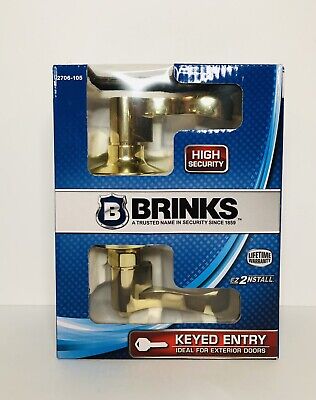 Brinks Wave Lever Polished Brass Keyed Entry for Exterior Doors New