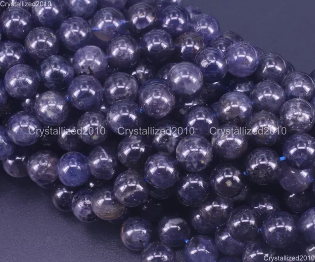 Natural Blue Dichroit Water Sapphire Gemstone Round Beads 4mm 6mm 8mm 10mm 15.5"