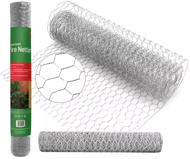 Galvanised Chicken Wire Mesh Netting Rabbit Cage Fence Garden 25mm  5m x 0.9m