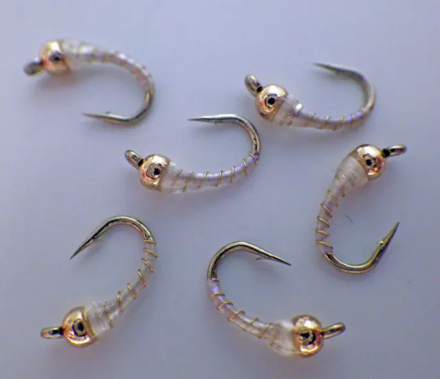 Zebra Midge-UV Gold and FL White-Fly Fishing Flies-Trout Flies-NEW Lot