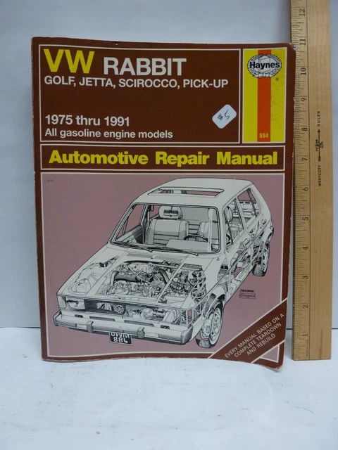 VW RABBIT REPAIR Manual Golf Jetta Scirocco PickUp 1975-1991 Haynes ...