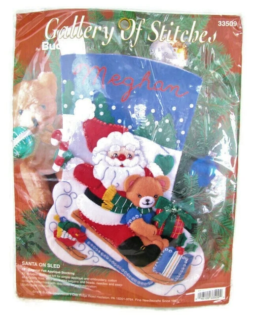 Kit de Medias de Navidad Bucilla Puntos de Galería 33509 Santa Trineo Fieltro aplique