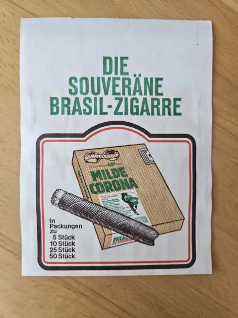 Alte Clubmaster Zigarrentüte Milde Corona..Papiertüte..Werbung