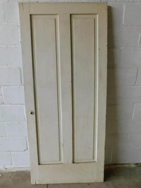 1800's Antique Wood DOOR Interior Two Raised Panel ITALIANATE Style Fir ORNATE