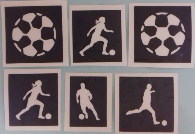 30 x football themed stencils (mixed) for glitter tattoos / airbrush World Cup