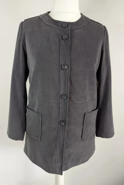 Liz Jordan Size L (14) Womens Jacket Blue Grey Button Up Long Sleeve