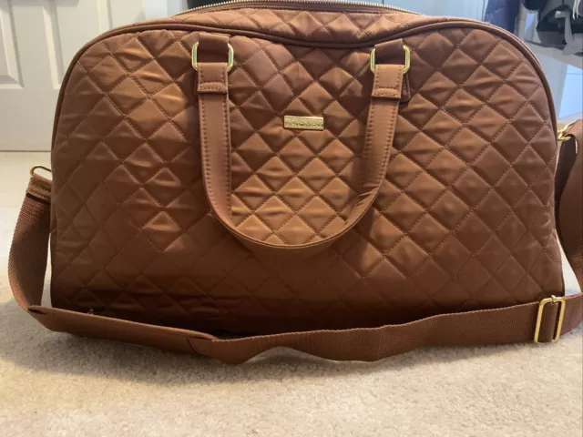 Joy & Iman Quilted Weekender Duffel Bag Cognac
