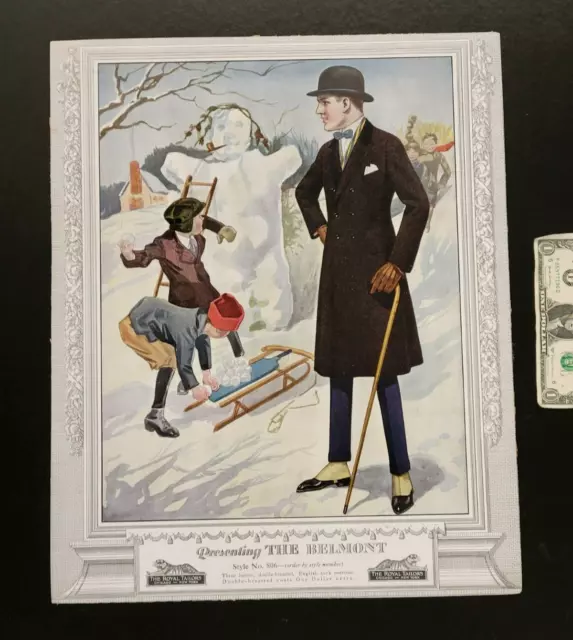 c1916 Men's Fashion SIGN vintage 20" Cardboard ROYAL TAYLORS Clothing Art Deco