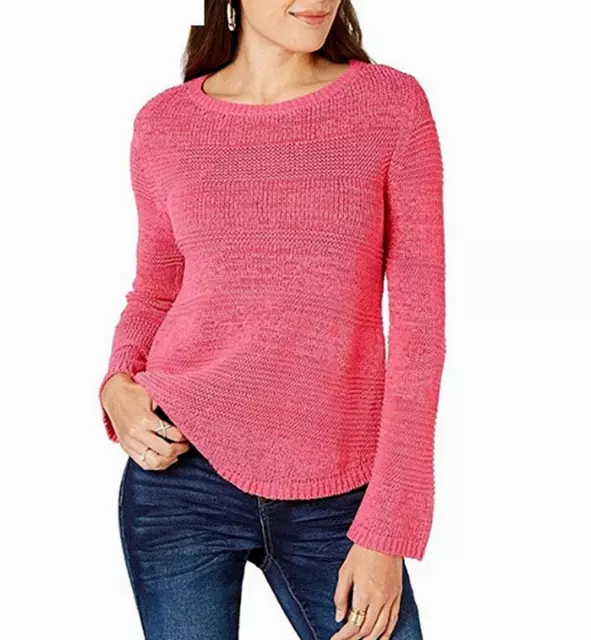 Style & Co Pullover Sweater Size XS Pink Berry Punch Long Sleeve $54.50