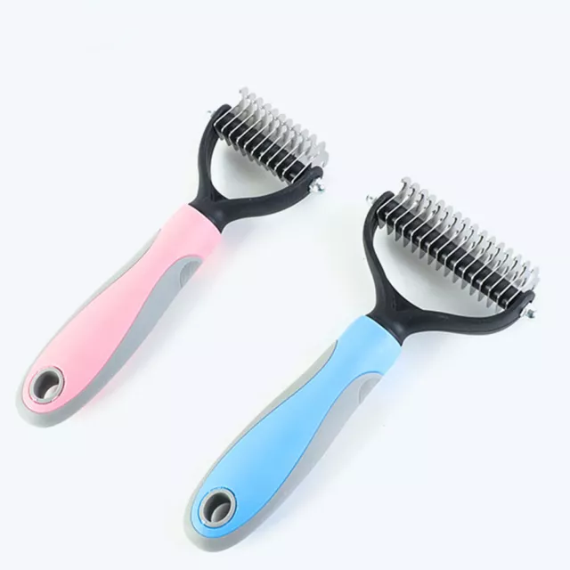 fr Double-sided Pet Hair Removal Comb Remove Mats and Tangles Pet Grooming Rake 3