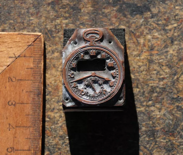 Uhr Taschenuhr Kupferdruckstock Galvano Druckstock Klischee Druckplatte Bleisatz