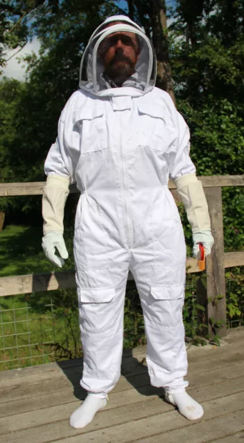 Bee Suit & Gloves Fencing Veil Leather Gloves Apiary Additions  With METAL Zips