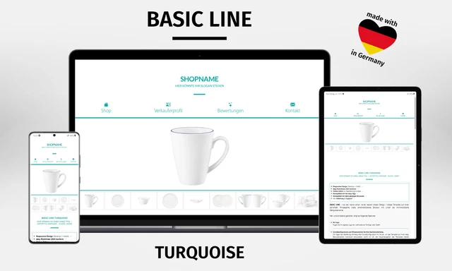 EBAYVORLAGE Template Responsive Auktionsvorlage BASIC LINE TURQUOISE