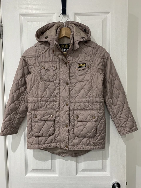 BARBOUR INTERNATIONAL Medium UK10 Beige Mocha Enduro Quilted Jacket Ladies Coat