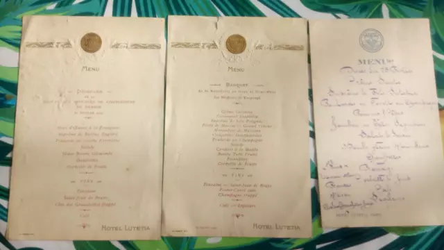 Lot de 4 menus 1922 Lutetia +1 gratuit