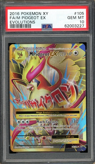 M Pidgeot EX 105/108 XY Evolutions Full Art PSA 10 Pokémonkarte