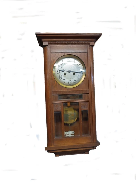 Orologio A Pendolo In Legno Meccanismo Jungans Revisionato Funzionante Antico