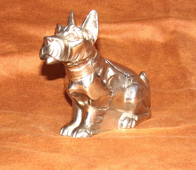 Broche Ancienne Agatha Scottish Terrier - Métal Doré Et Strass, Avec Pochette, Occasion (1 Strass Jauni)