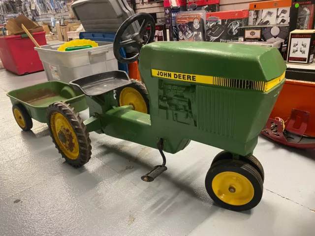 ERTL John Deere pedal Car tractor Trailer Alum Vtg Toy Ride On Kids Farm Equipme 2