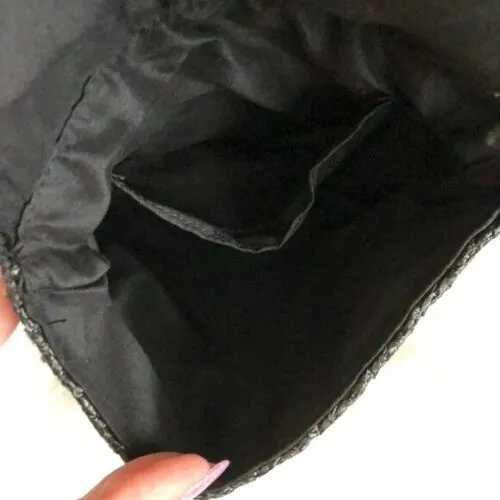 INC petit sac de ceinture convertible paille tissée noire sac à main fanny pack neuf avec étiquettes 3