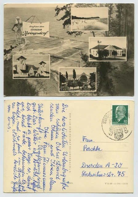 105722 - Gruß aus dem Ostseebad Heringsdorf - Echtfoto - AK, gelaufen 11.9.1962