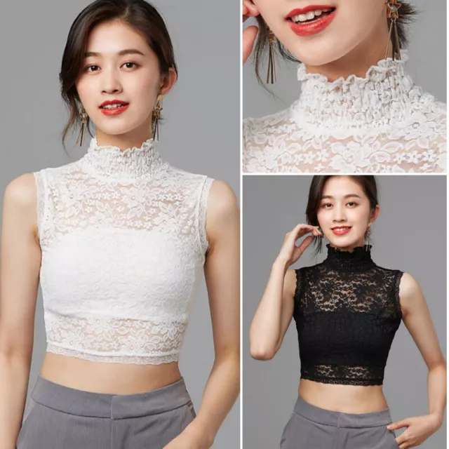 Women Korean Style Mesh Top Daisy Under Shirt Harajuku Aesthetic Cute Lace
