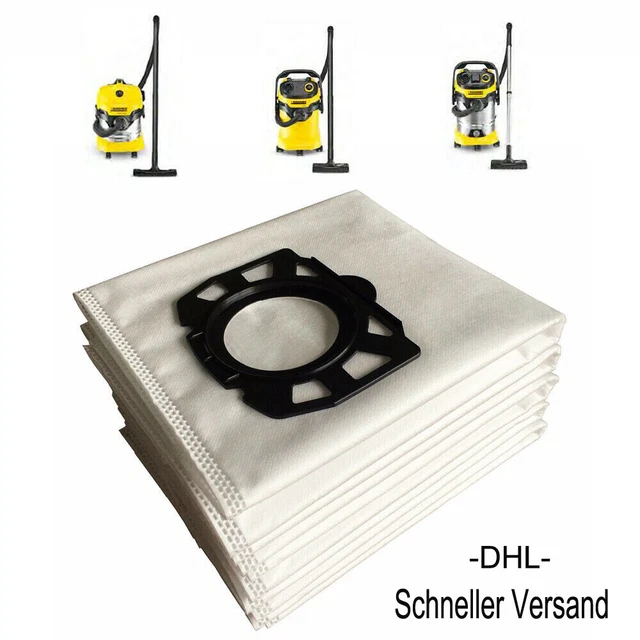 4x Kärcher WD 4 Vlies-Staubsaugerbeutel - 3-lagig & Extrem Reißfest