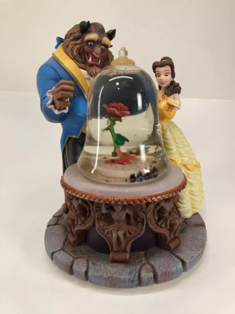 Disney Beauty and the Beast Rose Musical Snow Globe Belle Mint w/ Box