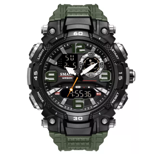 SMAEL Mens Watch Waterproof Quartz Digital Wrist Watches Sport Military