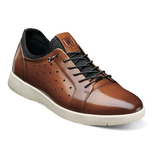 Stacy Adams Halden Cognac Cuir Lisse Casquette Orteil Élastique à Lacets Homme