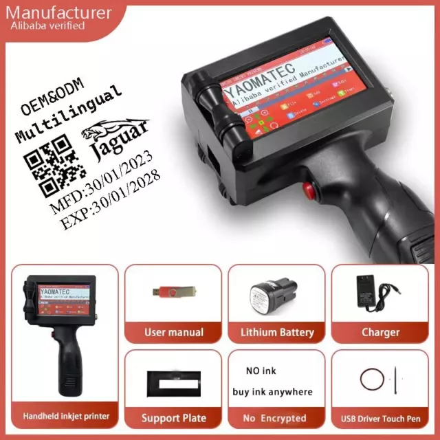 QR Bar Code Expiry Date Logo Label Portable Mini Handheld Thermal Inkjet Printer