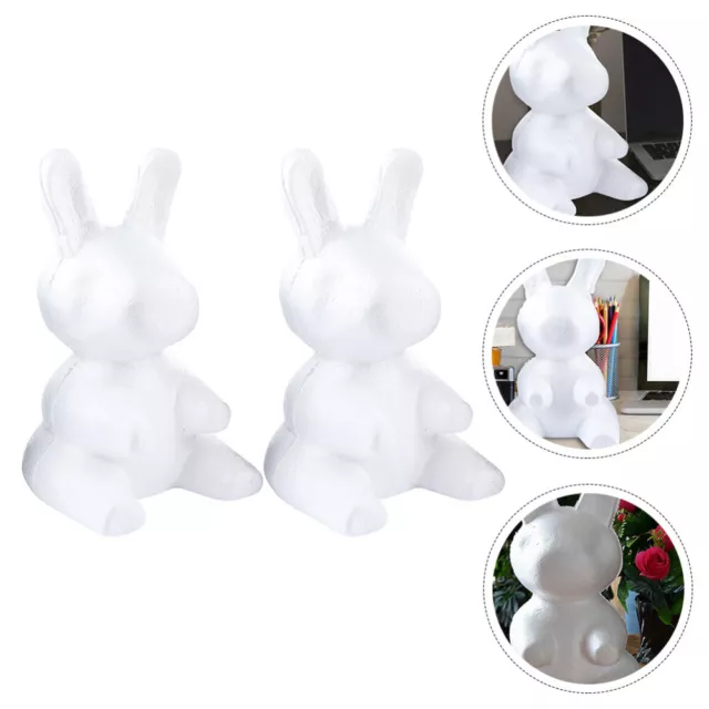 2 piezas de decoración para bodas bloque de manualidades conejo de burbujas blanco