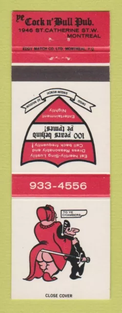 Matchbook Cover - Ye Cock n Bull Pub Montreal QC girlie joke gag