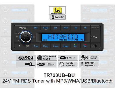 24 Volt Bluetooth LKW Radio RDS-Tuner MP3 WMA USB Truck Bus 24V VDO TR7423UB-OR 